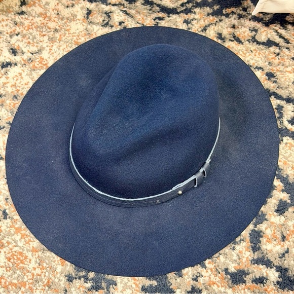 Rag & Bone Navy Blue Wool Wide Brim Fedora Hat main image 7